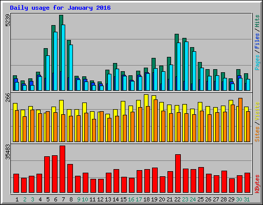 Daily usage for January 2016